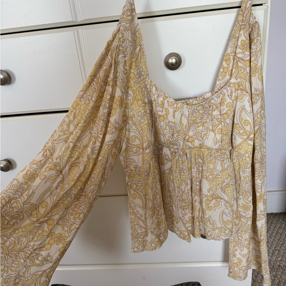 Sage Cream Asymmetrical Peplum Blouse
